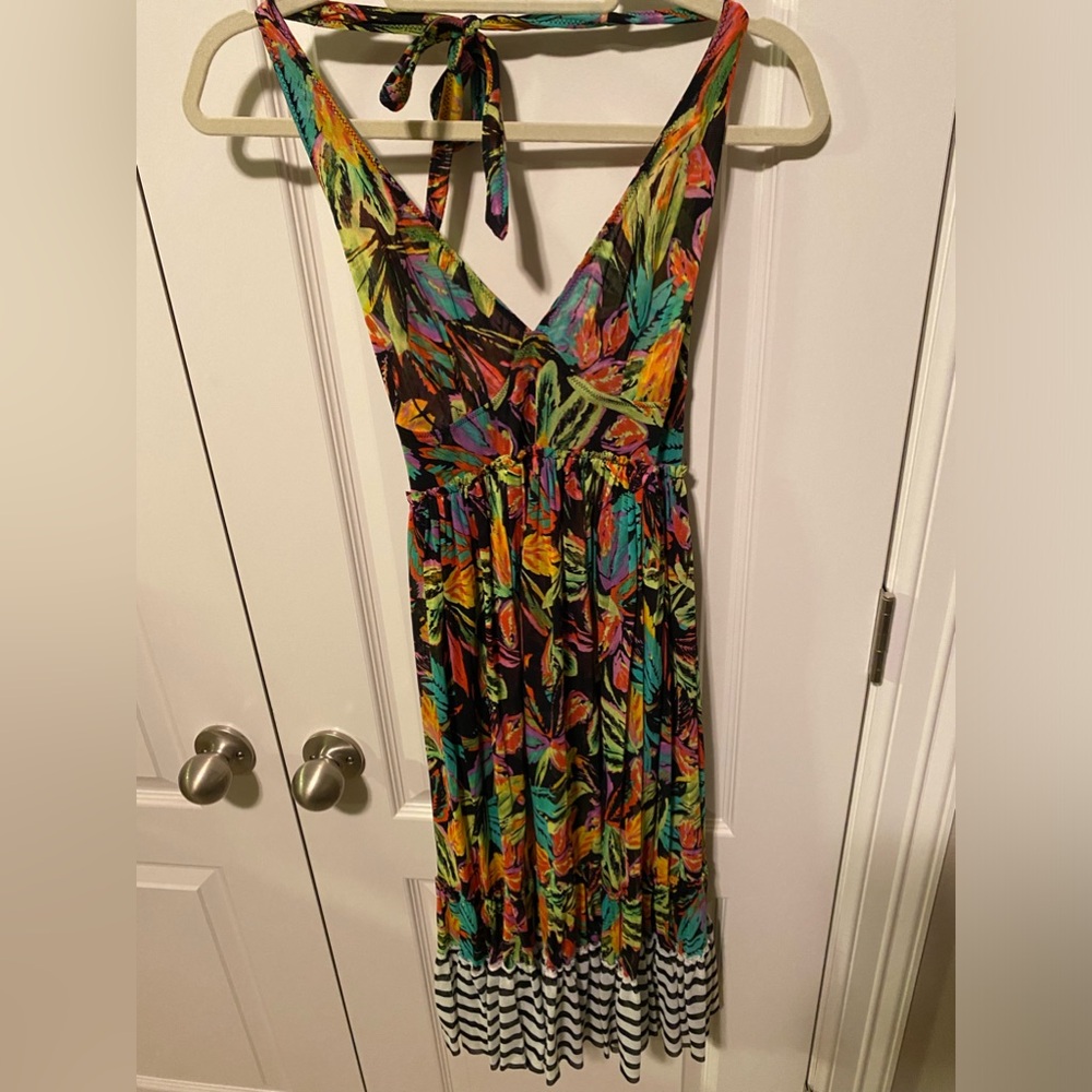 Vintage Moda International Victoria Secret Halter Midi Dress Colorful and Fun!